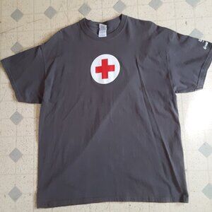 VINTAGE AMERICAN RED CROSS CLASSIC LOGO T-SHIRT Gray-Adult XL Vtg Blood Donor